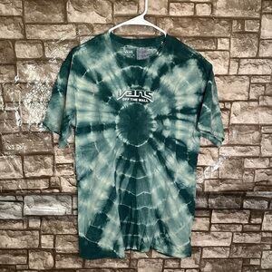 Vans Off The Wall Tie Die Acid Wash Teal Graphic Classic Tee Size Medium